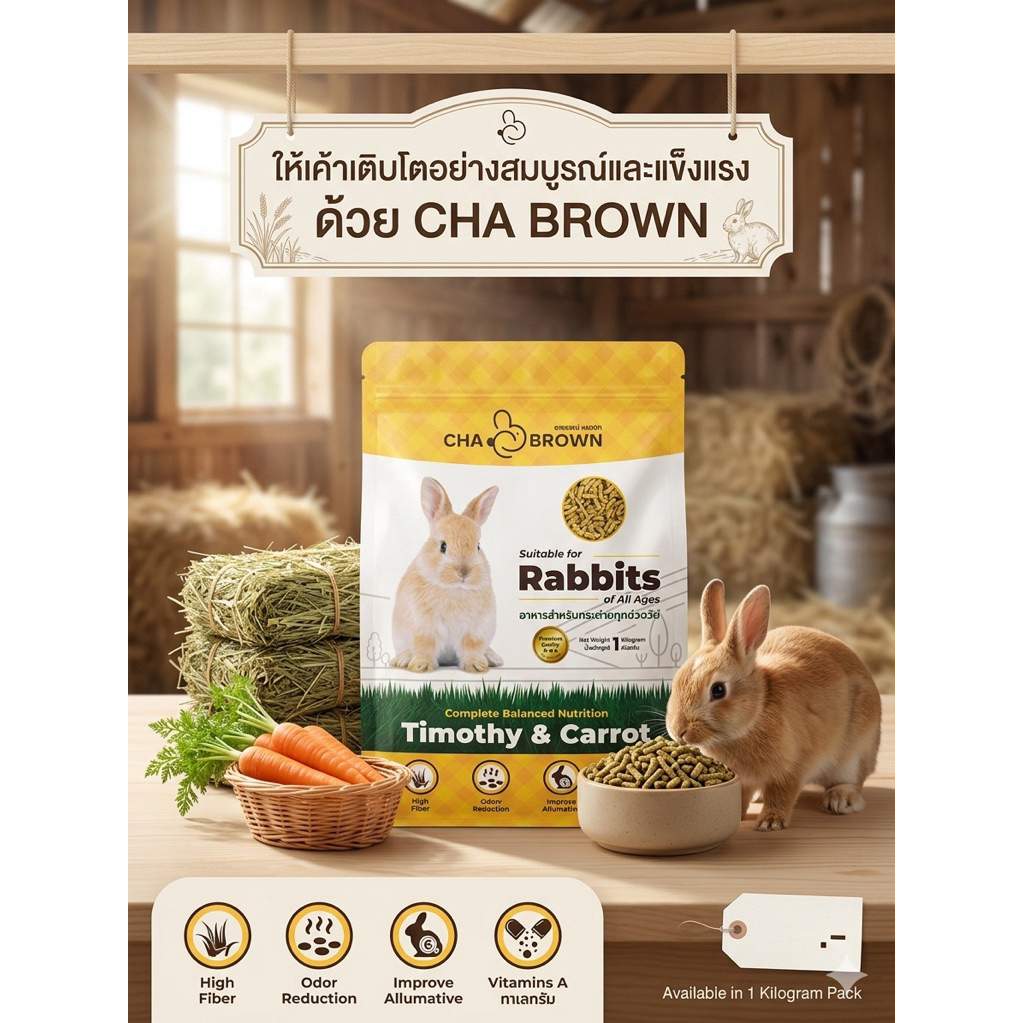 อาหารกระต่ายชาบราวน์แรบบิท CHA BROWN