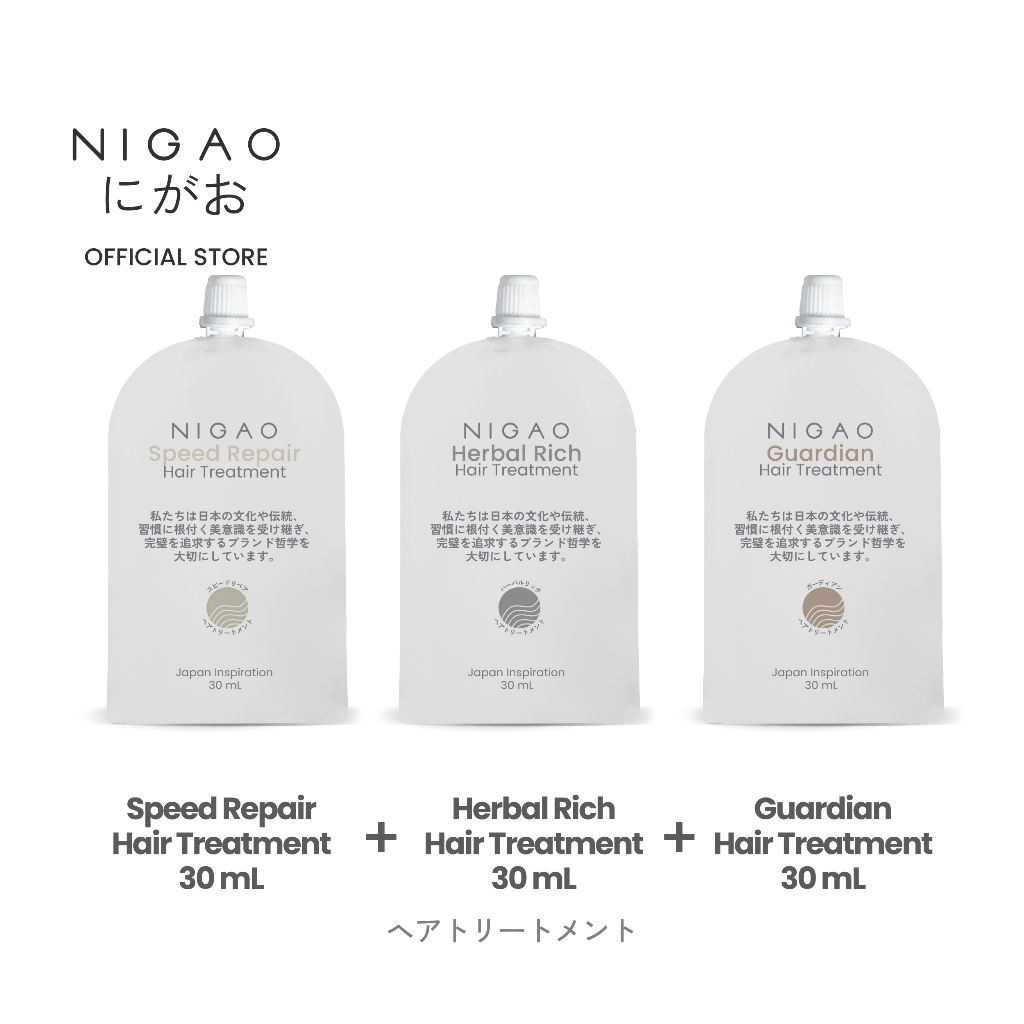 [แพ็กสุดคุ้ม 30 mL] NIGAO Speed Repair+Herbal Rich+Guardian Hair Treatment l นิกาโอะ ทรีทเม้นท์บำรุงผม ขนาดซอง 30mL*3