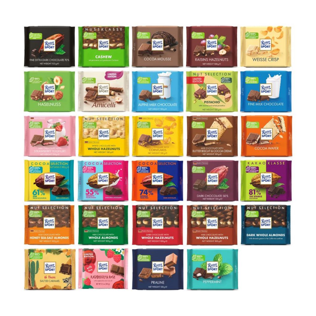 Chocolat ritter sport bar จากเยอรมัน มีหลายรสชาติ