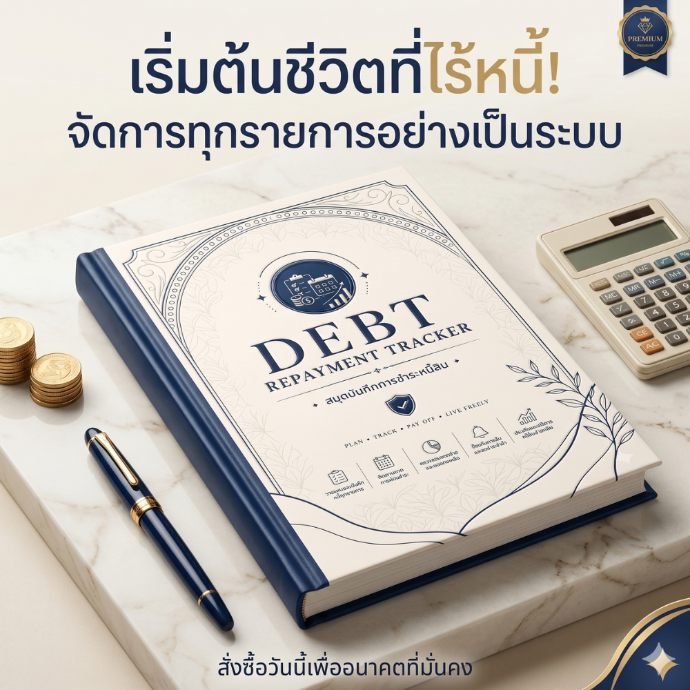 สมุดบันทึกการชำระหนี้สิน สมุดจดบันทึกการรวมดูยอดการผ่อนชำระของหนี้สินต่างๆที่มี สมุดโน๊ตบันทึกข้อมูลหนี้สิน