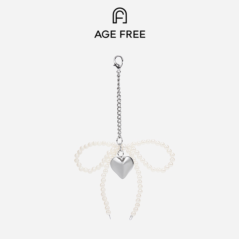 AGE FREE Pearl Bow Charm ที่ละเอียดอ่อนลูกปัดกระเป๋า Charm Chain สายคล้องสําหรับ Crossbody น่ารักอุปกรณ์เสริมสํา