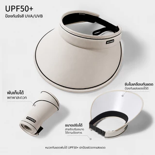 หมวกกันแดด UPF50+ พับเก็บได้ ปรับสายได้ กัน UV ปีกกว้าง น้ำหนักเบา ระบายอากาศ หมวกไวเซอร์ ผู้หญิง