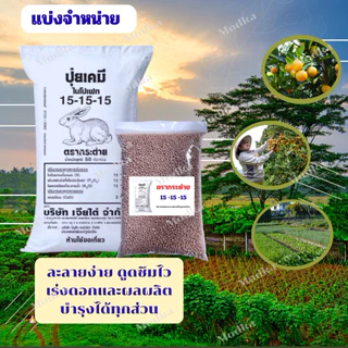 (ของแท้ 100%) ปุ๋ยสูตร 15-15-15 ตรากระต่าย[แบ่งขาย500กรัม,1กิโล]พร้อมส่ง