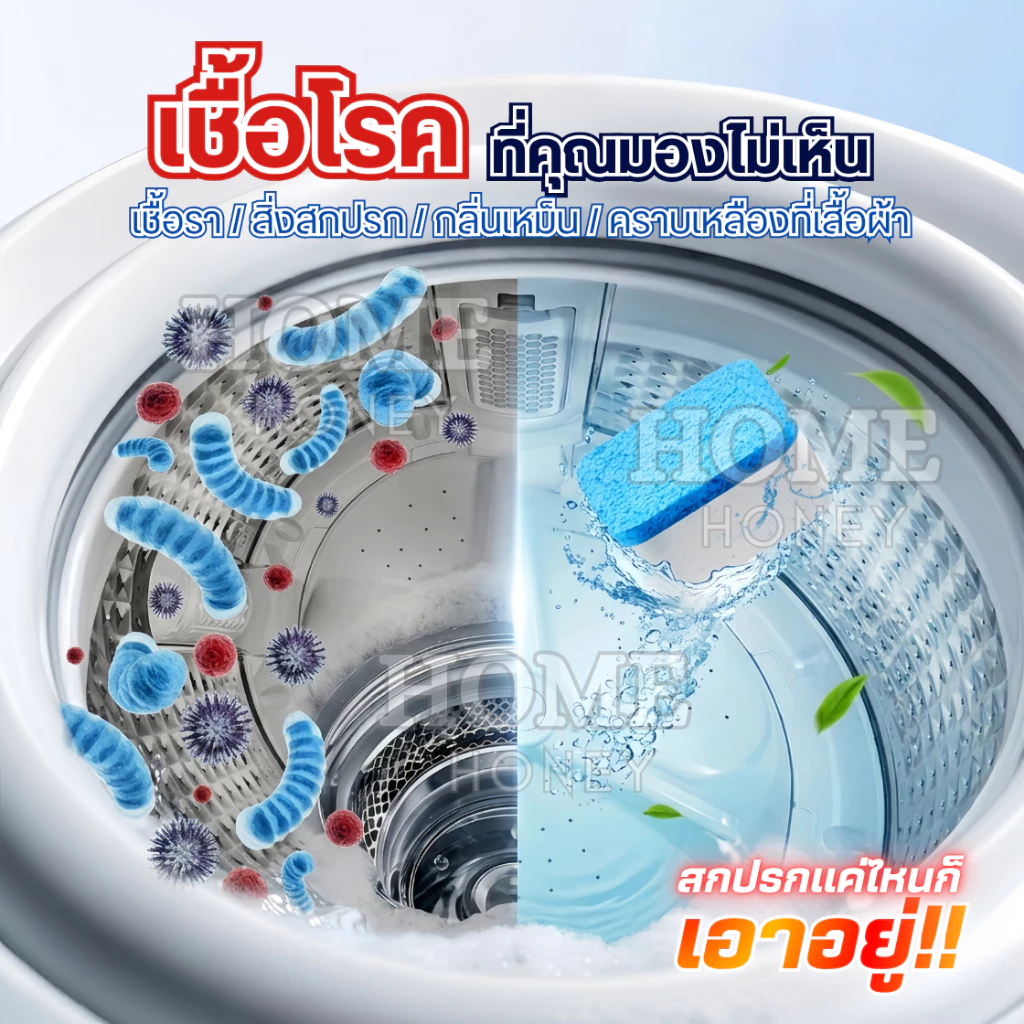 เม็ดฟู่(12เม็ด/1กล่องสูตรอัพเกรด)ทำความสะอาดเครื่องซักผ้า ล้างถังเครื่องซักผ้า ผลิตภัณฑ์ทำความสะอาด thumbnail 4