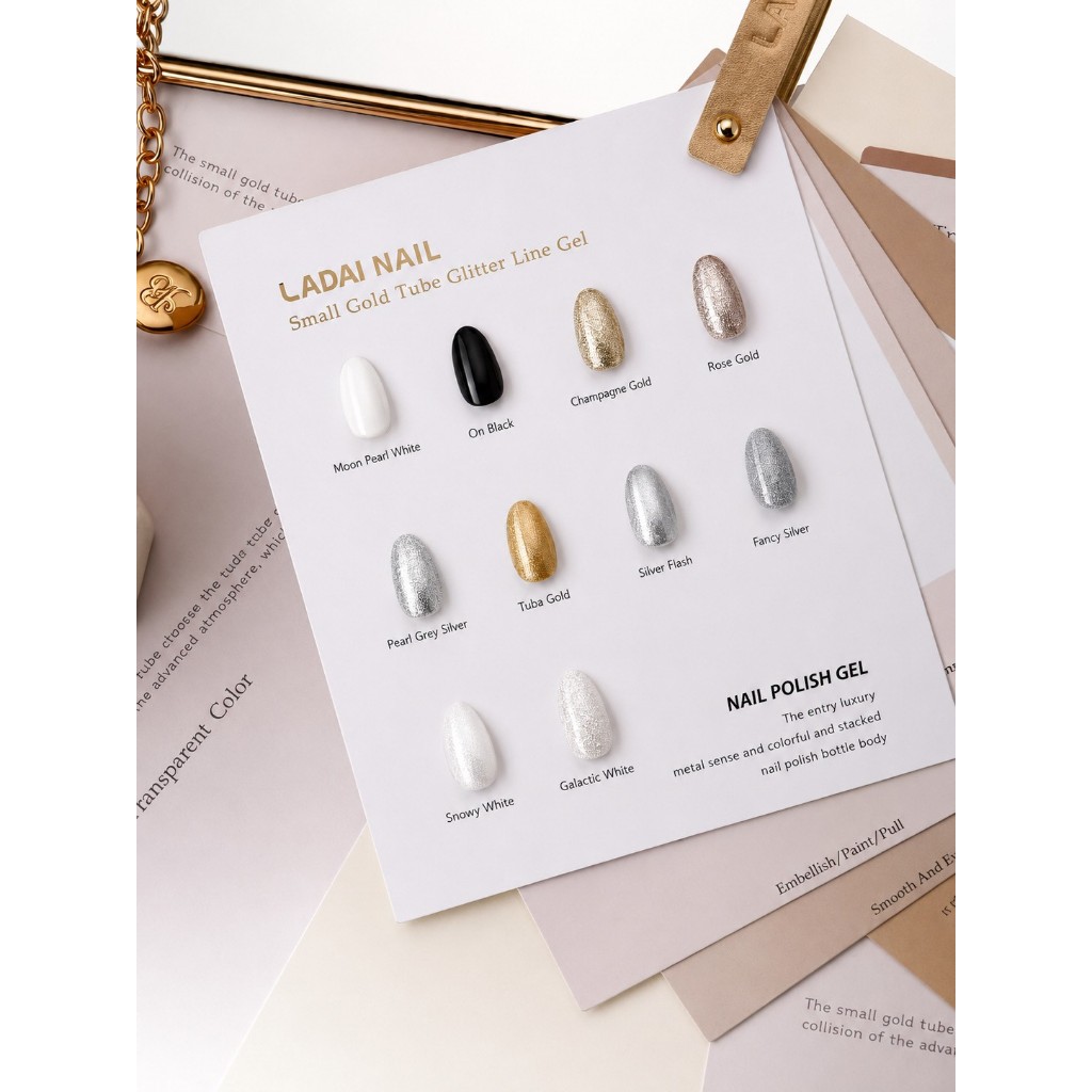 ยกชุด Spccail Ladal Bright Line gel series Small Gold Tube Glitter Line Gel 10 Color