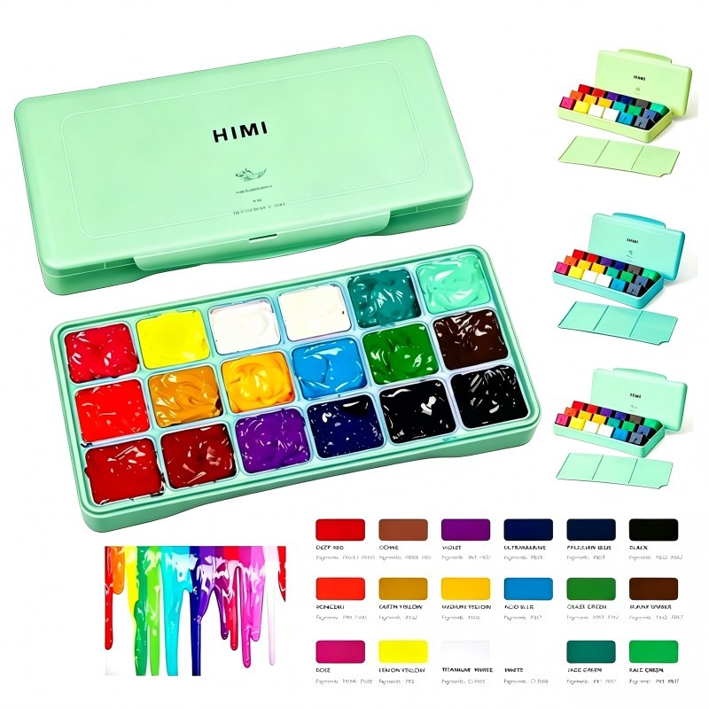ชุดสีอะคริลิคเจลลี่ 18 สี / 24 สี สำหรับเด็กและนักเรียนศิลปะ เหมาะสำหรับมือใหม่และการวาดภาพกลางแจ้ง กล่องพกพา