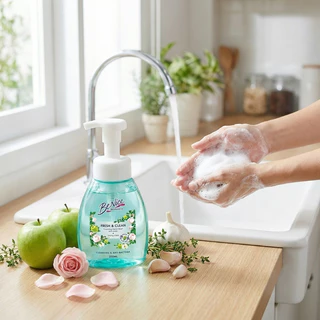 [แพ็ค 2] BeNice บีไนซ์ เฟรช แอนด์ คลีน โฟมมิ่ง แฮนด์ วอช 200ml.ช่วยลดกลิ่นคาวติดมือเช่นจากกระเทียม เนื้อสัตว์ ซีฟู๊ด