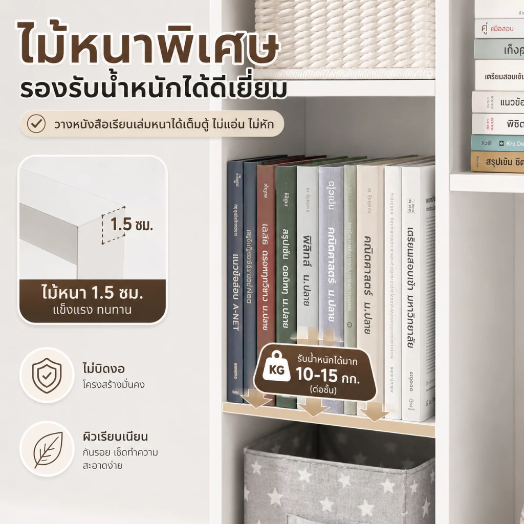 CC ตู้หนังสือ ชั้นวางหนังสือ ตู้เก็บของในบ้าน ใช้เป็นผนังโชว์เก็บของได้ สะดวกต่อการหยิบของขณะนั่ง ดีไซน์เตี้ยและเปิดโล่ง thumbnail 8