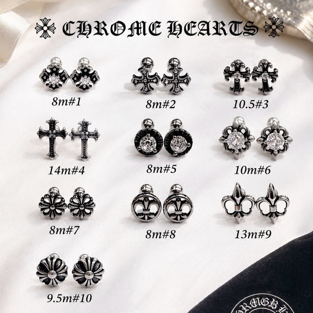 (1คู่) ต่างหูจิวหมุนไม้กางเขนวินเทจ สีลมดำเท่ ติดหู ก้านปกติ0.8มิล มี10แบบ