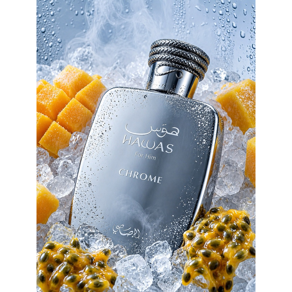 Hawas For Him Chrome กลิ่น Fruity Aquatic Aromatic หรือผลไม้สดชื่นผสมกลิ่นทะเลและความสะอาดแบบผู้ชาย