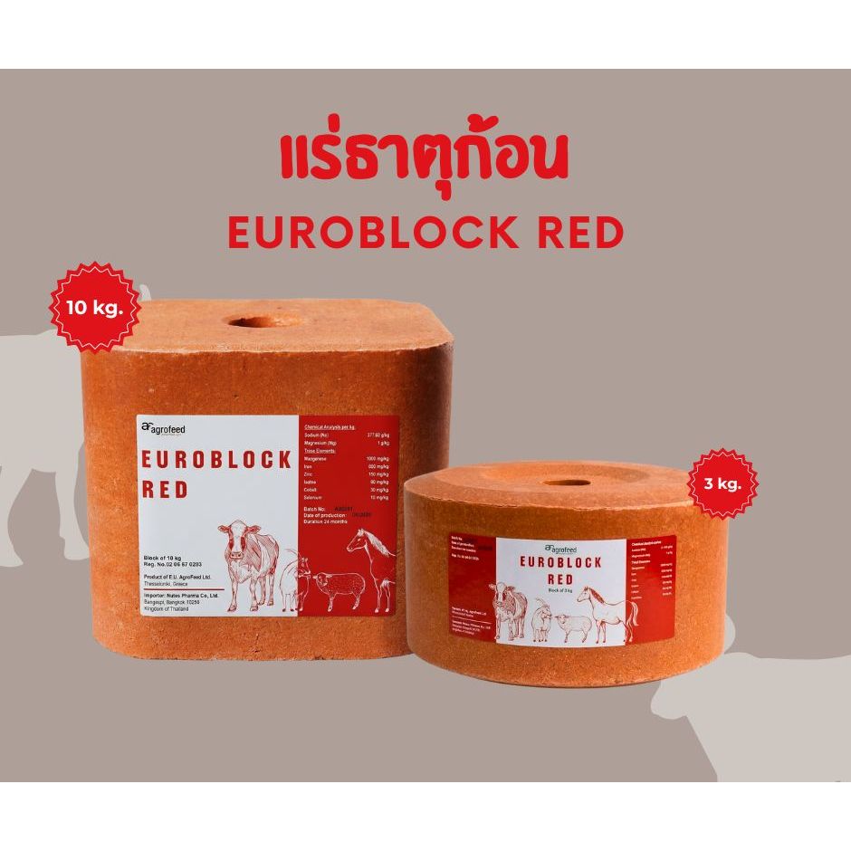 [ยกลังคุ้มกว่า!!!] EUROBLOCK RED  ก้อนเกลือแร่  3 กก. 10 กก. แร่ธาตุก้อนจากเกลือทะเลแท้ๆ นำเข้าจากต่างประเทศ