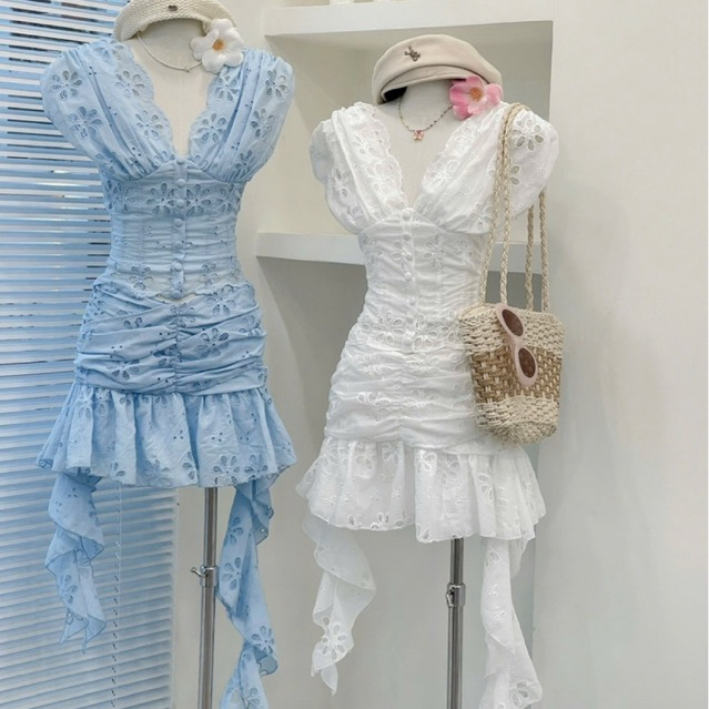 Bluebell Dream Set ♡ เซ็ตเสื้อ+กระโปรง งานผ้าลูกไม้ฉลุสุดละมุน ใส่ไปทะเล ไปคาเฟ่ได้