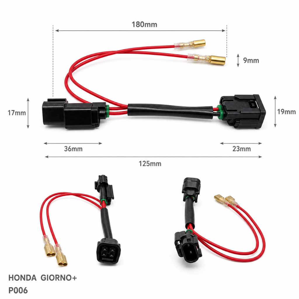 สายแปลงไฟหรี่เลี้ยว Honda Giorno+ P006 ยาว 180mm ปลั๊ก 4PIN/2PIN ไม่ต้องตัดสาย 1 ชุด