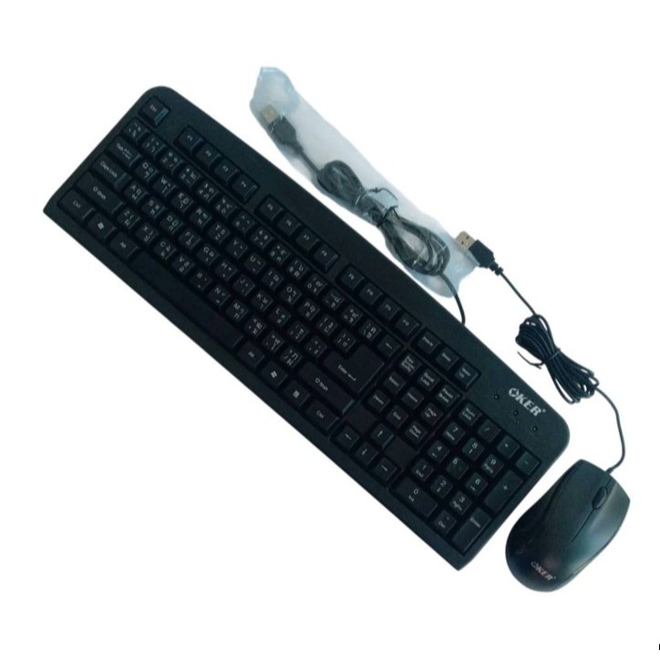 Keyboard OKER (Keyboard+Mouse)  แป้นพิมพ์ ไทย/Eng คีย์บอร์ดคอมพิวเตอร์ สภาพดี {Clearance}