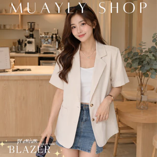 ✨𝙉𝙀𝙒 𝙐𝙋𝘿𝘼𝙏𝙀✨ เสื้อคลุม เบลเซอร์ โอเวอร์ไซส์ [ Blazer #9 ] แขนสั้น ผ้าบาง 4 สี กันแดดได้ดีไม่ร้อน เสื้อสูท สไตล์เกาหลี