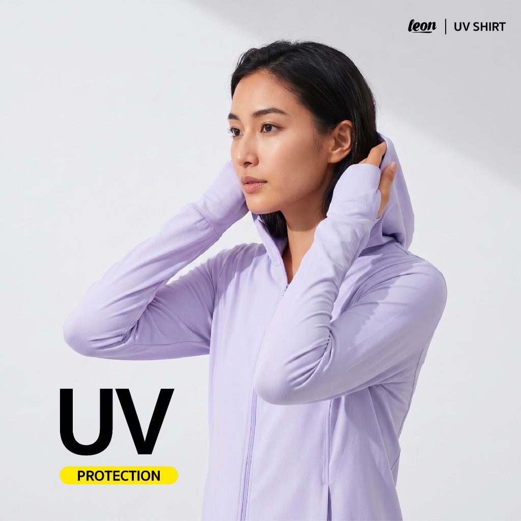 Leon : เสื้อฮู้ดกันแดด มีซิป ป้องกัน UV UPF50+ เนื้อผ้านุ่ม ยืดหยุ่น ใส่ได้ทั้งชายและหญิง