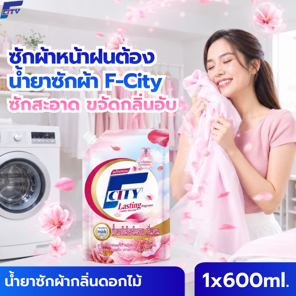 【ซื้อ1แถม1】【1.2L】น้ำยาซักผ้า F-City กลิ่นดอกไม้ หอมติดทนยาวนาน72ชั่วโมง ขจัดคราบสกปรกได้อย่างล้ำลึก