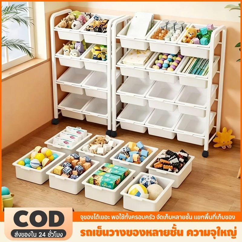ชั้นเก็บของเล่นเด็ก ชั้นวางของหลายระดับ ชั้นวางของใช้ในบ้าน พื้นที่เก็บกว้างจัดแบ่งประเภทได้