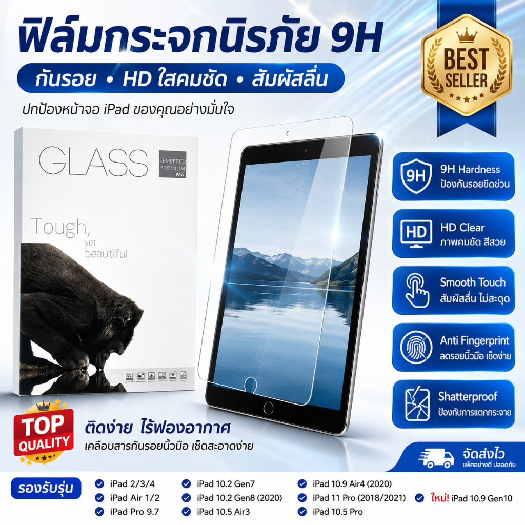 ฟิล์มกระจกนิรภัย Mini 1/2/3/4/5/8 Air1/Air2/Air3/Air4/Air5Air8 Pro 10.5 gen5/gen6/gen7/gen8/gen9pro11ฟิล์มกระดาษ paperli