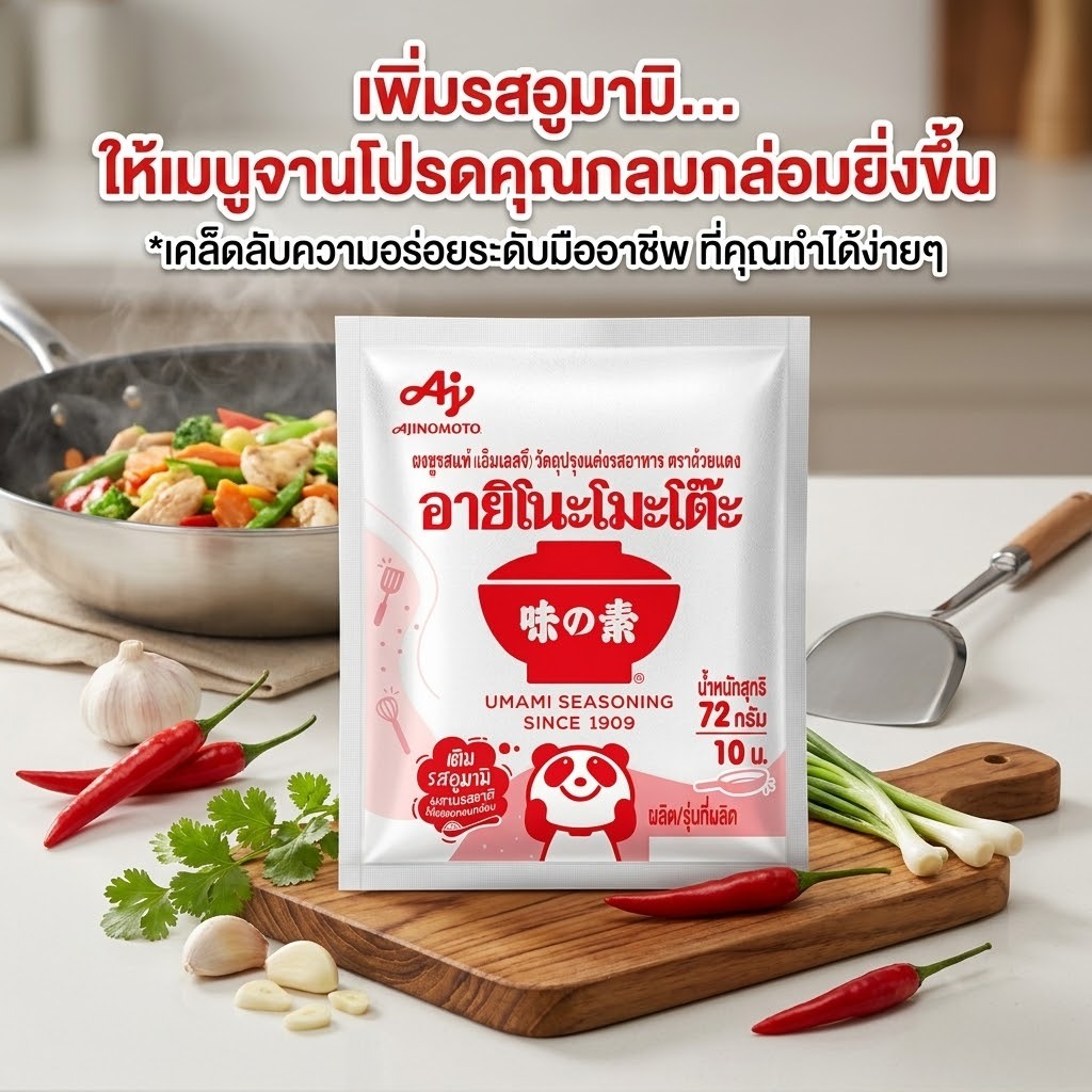 อายิโนะโมโต๊ะ ผงชูรสแท้ เพิ่มความอร่อยอูมามิ กลมกล่อมให้กับทุกเมนูอาหาร (ขนาด 72 กรัม)