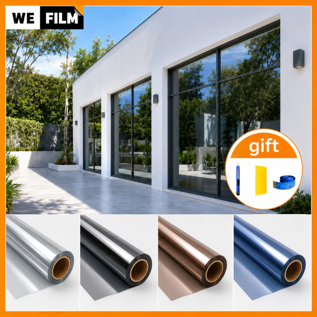 🔥จัดส่งอย่างต่อเนื่อง ฟิล์มติดกระจก ฟิล์มกรองแสง Window Film ฟิล์มปรอท ฟิล์มติดอาคาร กันรังสี UV ฟิล์ม มีกาวในตัว 90x10m