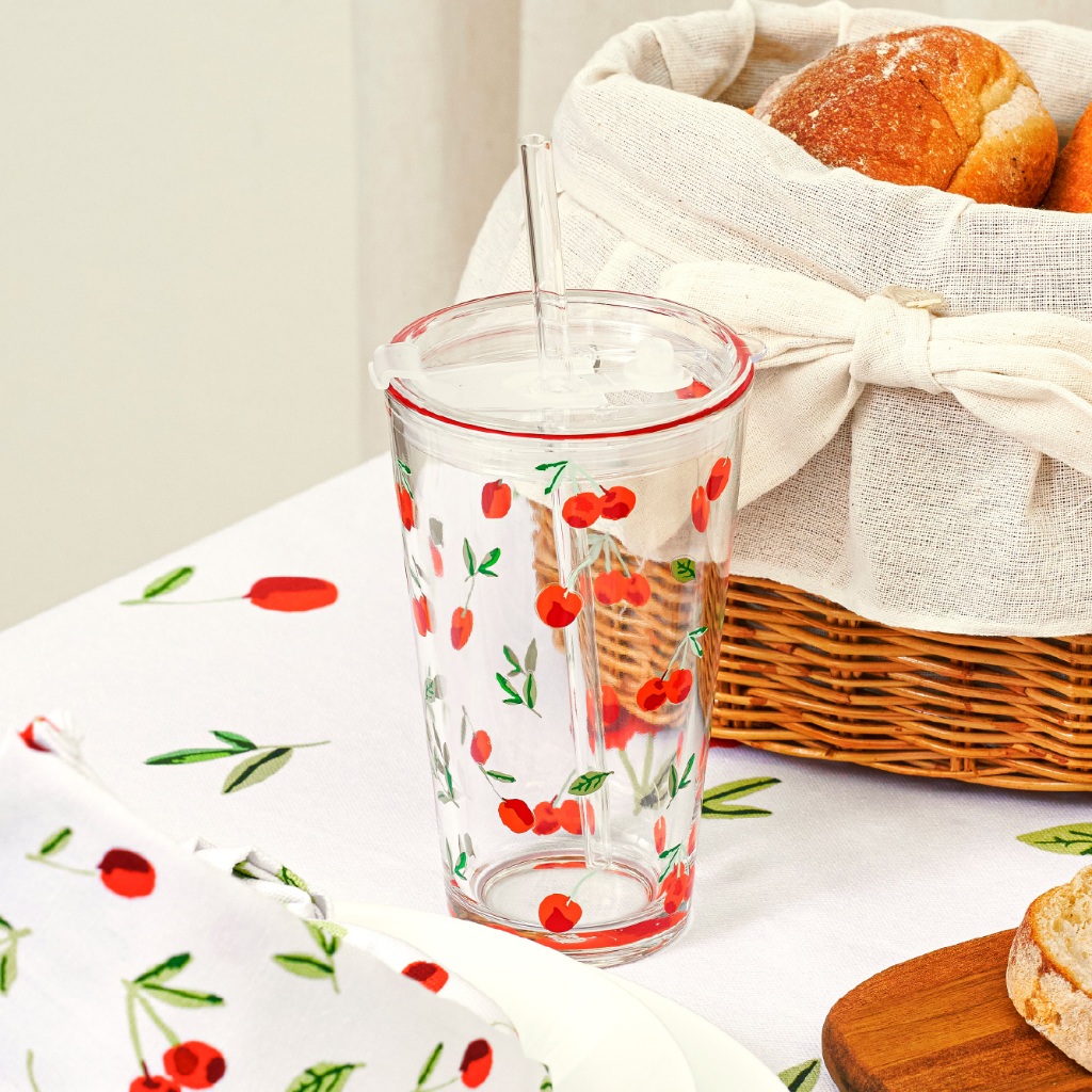 White Story - Cherry Clear Glass Tumbler