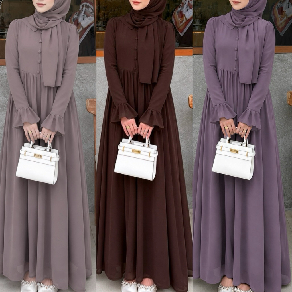 Mona Dress เดรสชีฟองลุ๊คคุณหนูพรีเมี่ยม