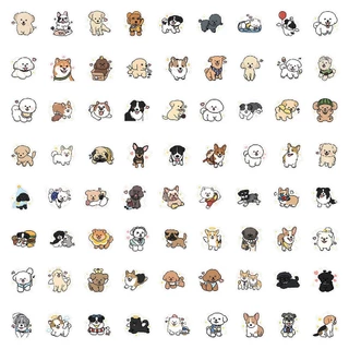 [พร้อมส่ง] 70 ชิ้น PVC Sticker สติกเกอร์ DIY ลาย การ์ตูน ลูกหมา ลูกสุนัข น่ารัก Cute Puppy Cartoon กันละอองน้ำ