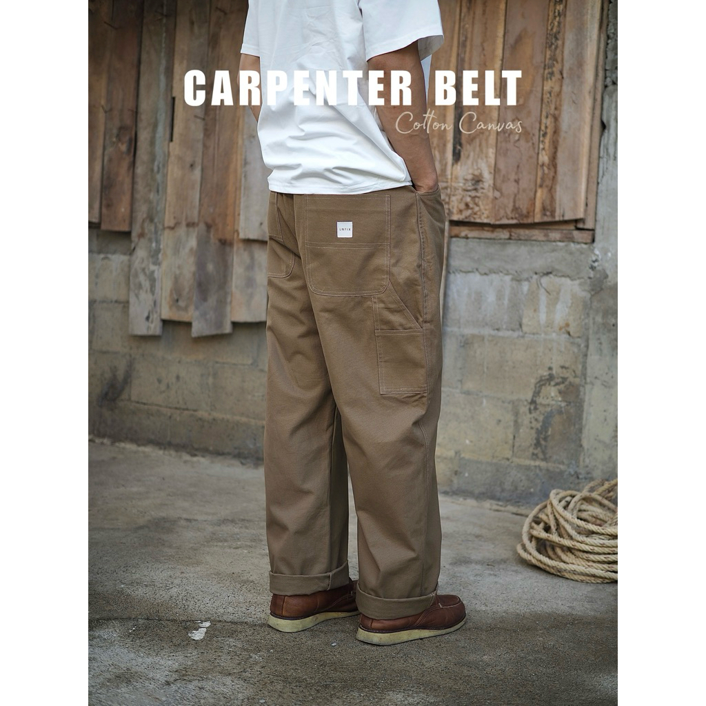 UNFIX CARPENTER BELT - กางเกงทรงเวิร์คแวร์ เอวยืดได้เยอะ ทรงกระบอกใหญ่