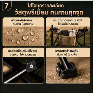 สนามพับ เก้าอี้กลางแจ้ง เก้าอี้แคมป์ปิ้ง ปิกนิก เกียร์สามปรับได้ หลังสูง90cm ผ้าอ็อกซ์ฟอร์ด แบบพกพา