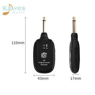 A8 UHF กีตาร์ระบบไร้สายเครื่องส่งสัญญาณในตัวแบตเตอรี่ 50M Original Sound Transmission Range สําหรับกีตาร์เบส