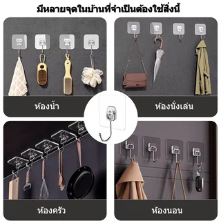 [จัดส่งจากกรุงเทพฯ] ตะขอแขวนผนัง รับน้ำหนักได้สูงสุด 30 กก. ไม่ต้องเจาะรู แข็งแรง กาวติดแน่น และใช้งานง่าย