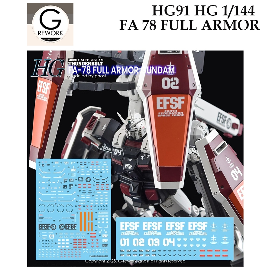 ดีคอลน้ำ [G-Rework] HG91 A 78 FULL ARMOR THUNDERBOLT HG 1/144 F WATER SLIDE DECAL HG 91