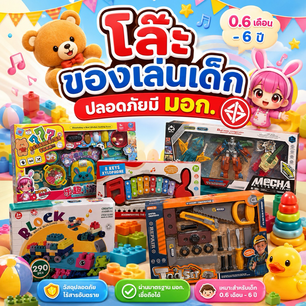 โล๊ะของเล่นเด็กมี มอก. ส่งภายใน2วัน(แพ็คห่อบับเบิ้ลใส่ถุงพลาสติกกล่องของเล่นอาจบุบได้บ้าง)