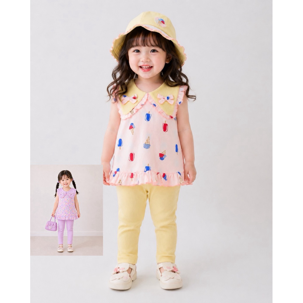 💕size 12m-5T 💕เข้าใหม่พร้อมส่ง📌📌📌ชุดเซตแขนกุด BoBo💕แบรนด์นี้ไม่มีป้ายห้อยนะคะ มือ1 ผ้าดี ลายสวย🙏🙏🙏
