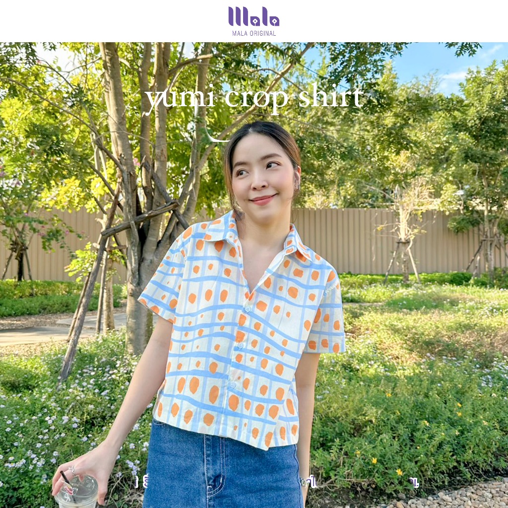 MalaOriginal | Minimal Crop Shirt 🍙 เสื้อเชิ้ตครอป แขนสั้น สีพื้น สไตล์มินิมอล มีริบบิ้นโบว์เพิ่มความคิ้วท์