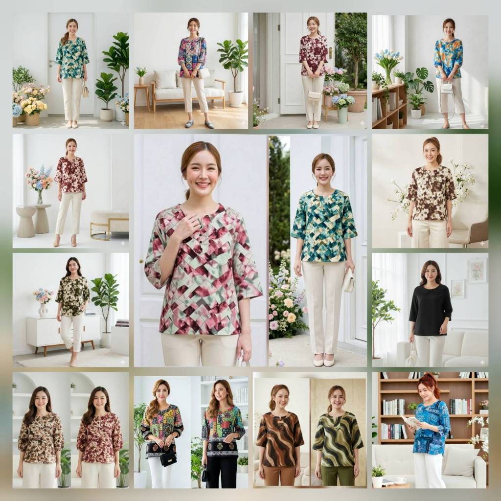 เสื้อสายหวาน คอบัว คอโบว์ คอระบาย อก46 นิ้ว เสื้อสาวอวบแฟชั่น size ใหญ่ ลายสวยๆ ผ้าไหมอิตาลี เนื้อผ้านุ่มใส่สบาย