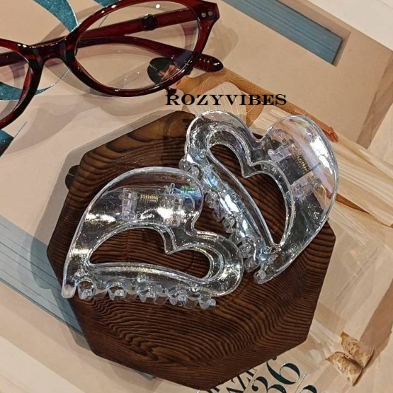พร้อมส่ง กิ๊บหนีบผมรูปหัวใจ Clear Heart Claw Clip สีใส คาเฟ่ลุค เครื่องประดับผมแฟชั่นผู้หญิงแมทช์ง่ายได้ทุกชุด