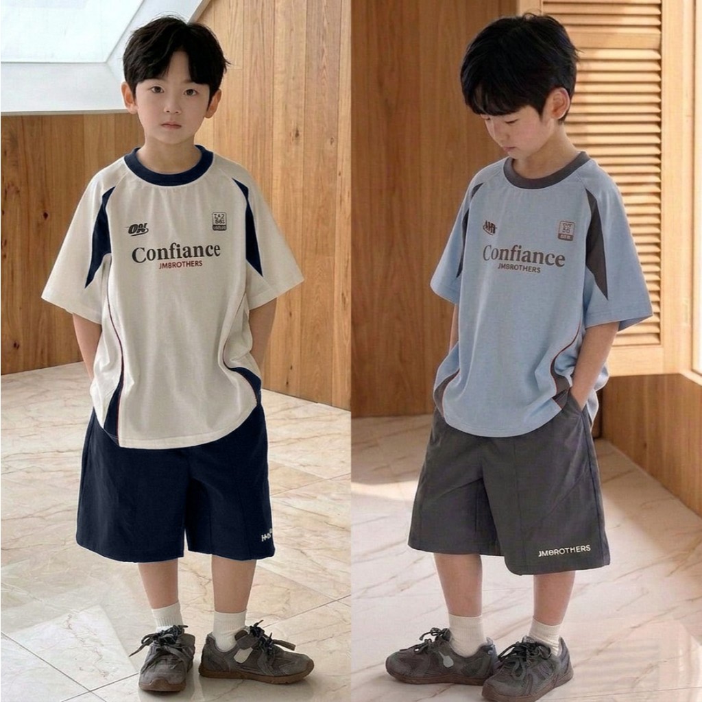 ML-761ชุดเซ็ตเด็กผู้ชายสไตล์สปอร์ต 2ชิ้น (เสื้อคอตตอน+กางเกงขาสั้นผ้าไมโคร) ใส่สบาย เท่ได้ทุกวัน พร้อมส่ง