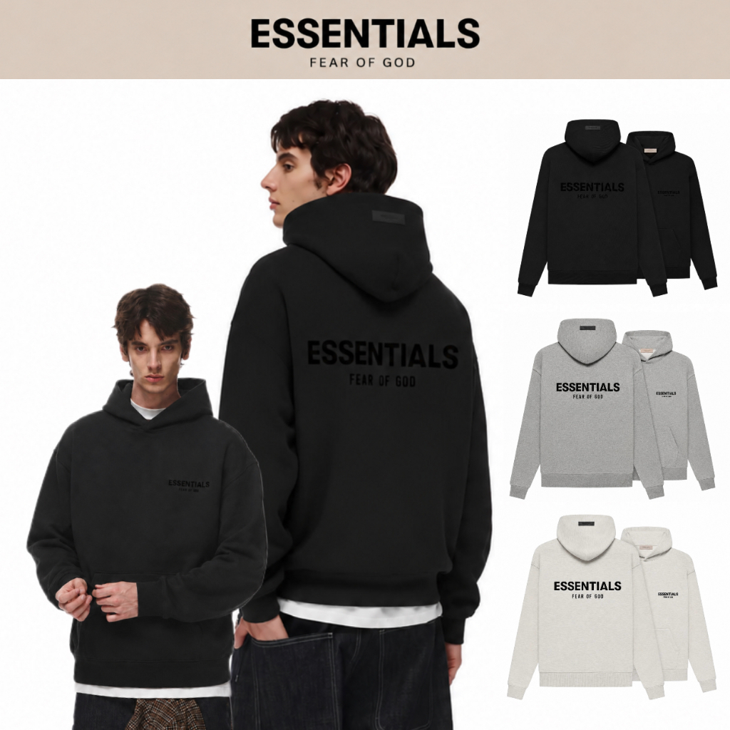 100% Genuine Fear of god Essentials SS22Hoodie oversizeยูนิเซ็กซ์