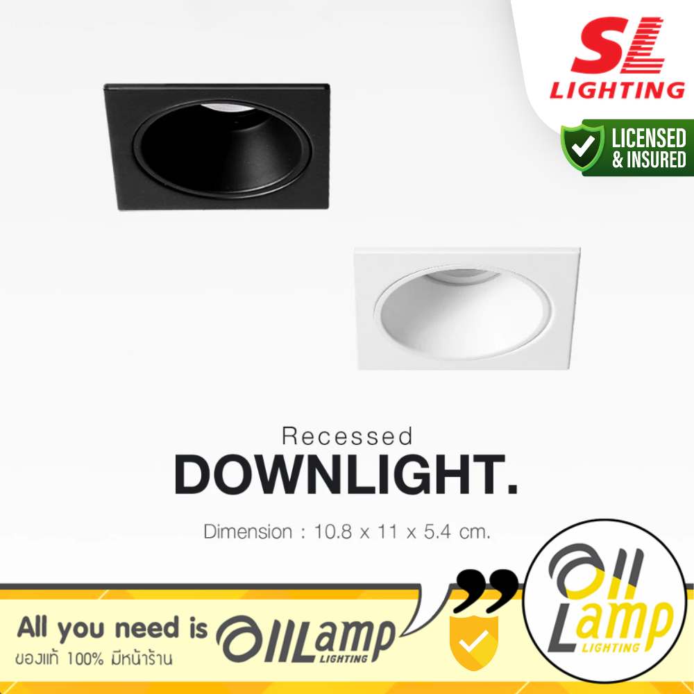SL Lighting | SL-6-579-1 โคมไฟดาวน์ไลท์ฝังฝ้า MR16 ขั้ว GU5.3 หน้าสี่เหลี่ยม ขาว ดำ Downlight รวมแวท