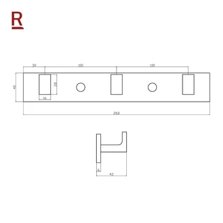 Rasland W1531-W9999-GG W1531-W4567-BK ขอแขวนเสื้อ 3 หัว ติดตั้งบนผนัง วัสดุอลูมิเนียม สี GUN GRAY / สี MATT BLACK