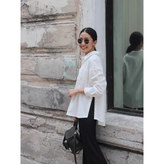 [Back in Stock] SAC.BKK เสื้อเชิ้ตผู้หญิง ดีเทลแขนยาวผ่าข้าง รุ่น Slit Shirt