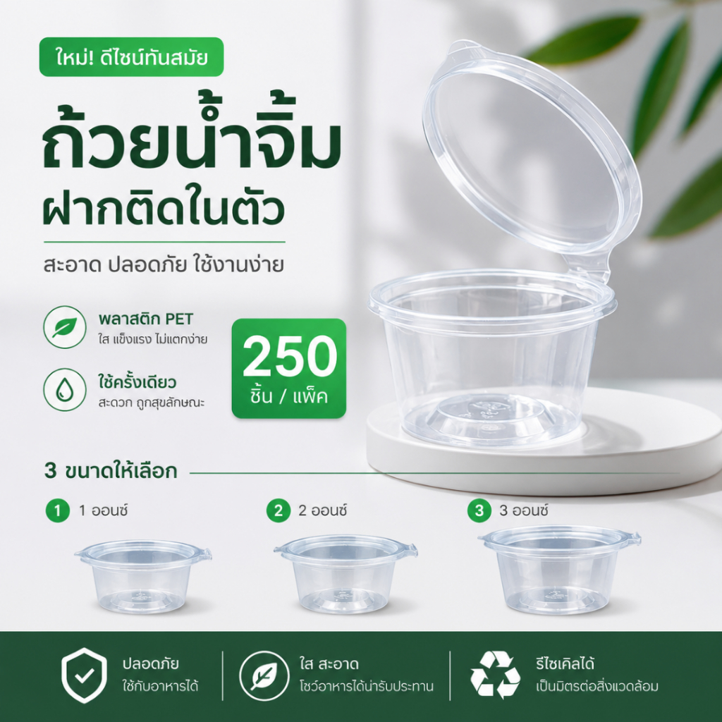 กระปุกใส่น้ำจิ้ม กล่องใส่ซอสขนาดเล็ก250ชิ้น ถ้วยใส่ซอสแบบใช้แล้วทิ้ง