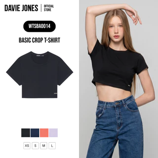 DAVIE JONES WOMEN [BE FEARLESS] เสื้อยืดผู้หญิง Basic Crop T-Shirt สีดำ กรม โอรส ม่วง BA0014