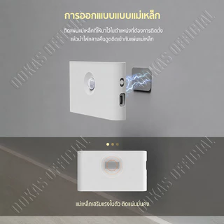 OOKAS โคมไฟหัวเตียง ไฟเซนเซอร์อัตโนมัติ โคมไฟติดผนัง LED ชาร์จ USB เหมาะสำหรับห้องนอน ทางเดิน บันได และห้องน้ำ