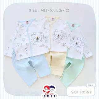 Babyhood ชุดเซ็ต 3-6M, 6-12M กระดุมหน้าแขนยาว+กางเกงขายาว | Babytrend