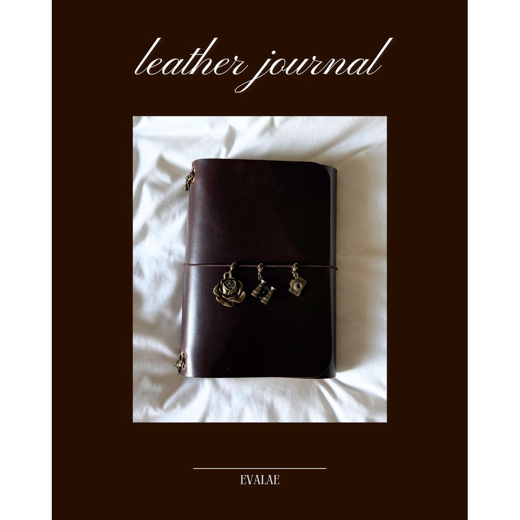 Leather Journal A6 สี Dark Brown หนังแท้ 100% ดีไซน์ Bi-Fold (2 ทบ) วินเทจเรียบหรู พกพาสะดวก