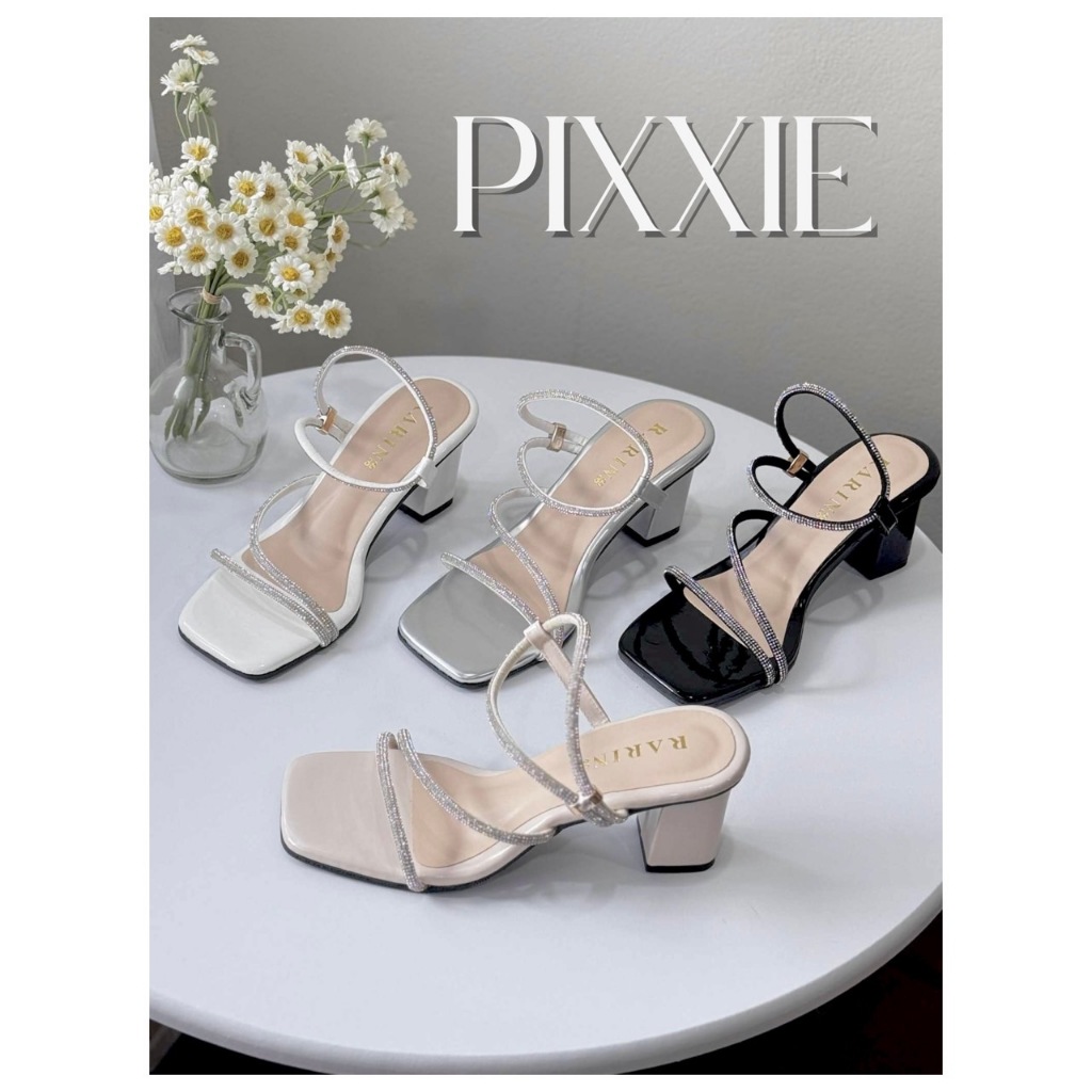 Rarin รุ่น [ Pixxie ] รองเท้าส้นสูง งานเพชรรัดข้อ ความสูง 2 นิ้วครึ่ง **เท้าอวบ/เท้ากว้าง +1 ไซส์**