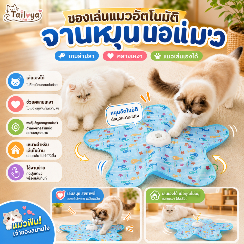 ของเล่นแมว【ส่งฟรี】ของเล่นแมวอัตโนมัติ เกมซ่อนหา ชาร์จไฟได้ สำหรับลูกแมวและแมวโต ของเล่นสัตว์เลี้ยงของเล่นสัตว์เลี้ยง